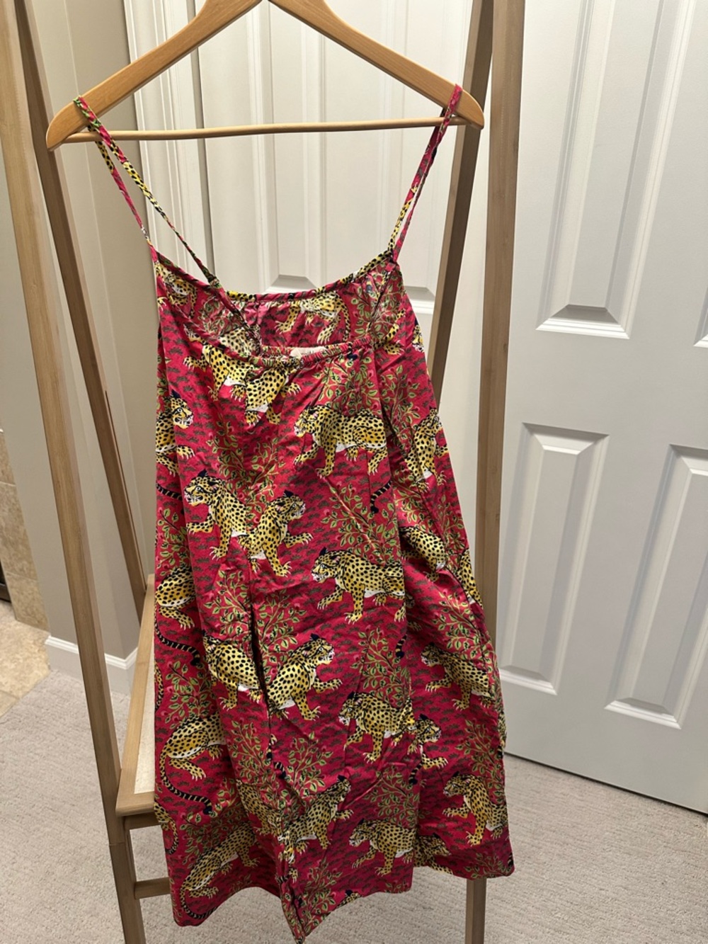 Printfresh Bagheera Hot Pink Leopard Print Slip Dress XL Cotton Nightgown